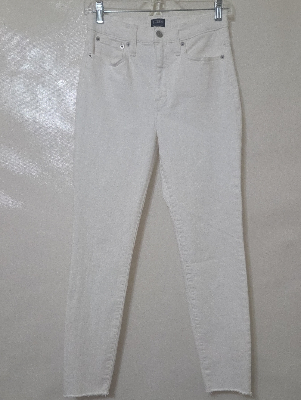 J. Crew Women's White Skinny High-Rise Jeans Raw Hem - Size 27
